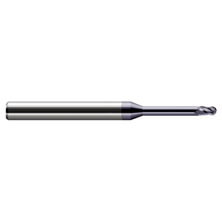 HARVEY TOOL Miniature End Mill - Ball - Long Reach, Stub Flute, 0.0270", Finish - Machining: AlTiN 34227-C3